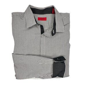 ALFANI | Men’s Dress Shirt  Gingham Slim Fit  | Black and White| Size: L
